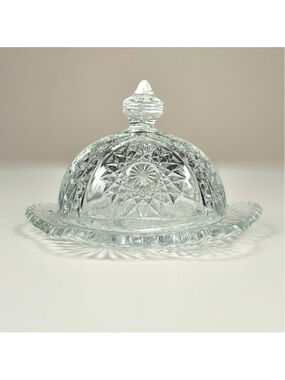 1910 Indiana Glass Oval Star Child Toy Miniature Covered Butter Dish No300